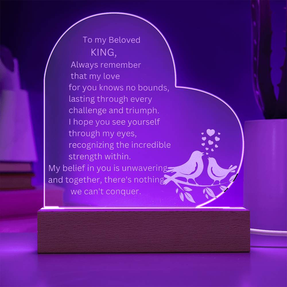 Engraved Acrylic Plaque, A Royal Gift for My King
